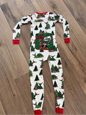 Lazy One Christmas Pajamas Kids Size 8 Reindeer No Peeking Cotton One Piece